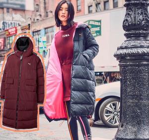 puma彪马表姐刘雯同款长款连帽防风保暖运动休闲棉服 577708 22