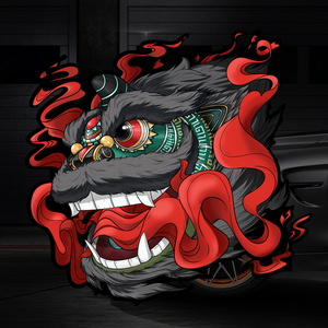 国潮醒狮车贴中国风狮子车身贴招财招福反光划痕贴纸电动车装饰贴