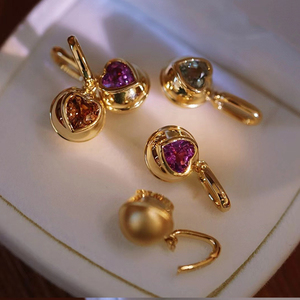 禧乐珠宝 彩色蓝宝石幸运小金球吊坠18k金镶嵌简约设计款万能扣