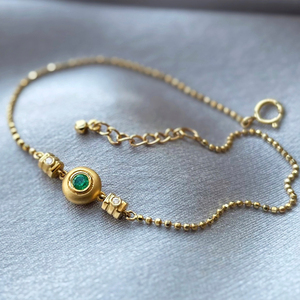 禧乐珠宝 18k金罗马原点祖母绿手链 古朴典雅的质感天然水晶欧泊