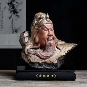 关公像摆件供奉招财镇宅陶瓷武财神关公神像半身头像玄关会所装饰