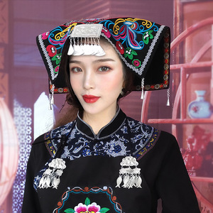 贵州少数民族风布衣苗族壮族头帕子布依族头饰女原创设计刺绣头巾