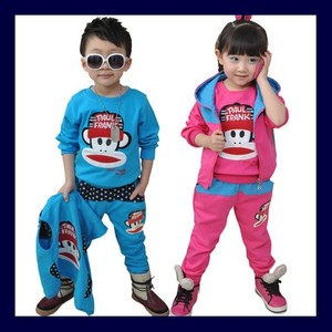 童装男童女童2013春装新款韩版儿童运动休闲套装大嘴猴三件套装