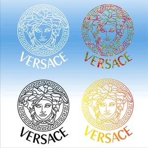 潮牌金色范思哲versace女头像镂空柯式热转印烫画贴服装logo补丁