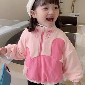 双面绒女童高领外套儿童运动开衫宝宝韩版洋气小童装2022冬装新款