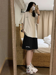 休闲百搭宽松运动服套装女夏季短袖短裤韩版学生时尚跑步两件套潮