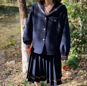 桃子派对|果酱屋系列原创藏青色桃氏水手服外套制服海军领春季新