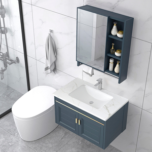 岩板浴室柜组合小户型卫生间洗手盆洗脸盆太空铝洗漱台盘现代简约
