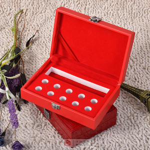 红色皮盒精油安瓶美容护肤祛斑套装 化妆品礼品药丸包装盒定制