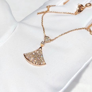 99新bvlgari宝格丽diva女神系列玫瑰金满钻大扇子项链二手闲置