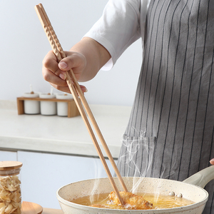 优思居 加长油炸火锅筷 多功能家用厨房防烫捞面煮面条的实木筷子