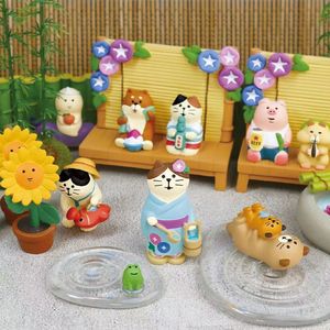 zakka 日式猫摆件夏日庭院千牛花向日葵猫可爱创意摆件树脂工艺品