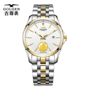 正品古尊表24k金表真钻男表防水钢带机械表女表情侣表手表6812