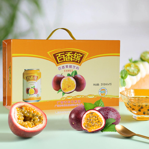 百香缤百香果醋果汁310ml*15罐 nfc冷罐非浓缩鲜榨风味饮料装整箱