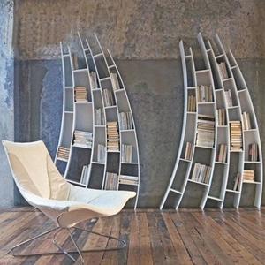 北欧轻奢书架创意烤漆异形书架弧形不规则书柜展示柜装饰柜定制