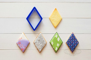 菱形装饰板框框饼干模具 3d节日装扮框架四边形糖霜饼干切压器