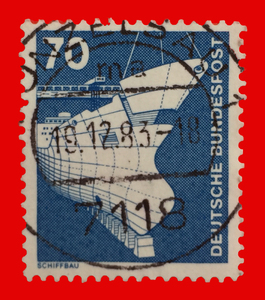 外国邮票1286  德国邮政雕刻版货轮大型轮船信销上品