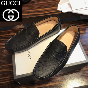 代购gucci古奇男鞋2018新款户外休闲鞋真皮皮鞋古驰时尚豆豆鞋