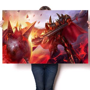 英雄联盟铁男海报铁铠冥魂莫德凯撒金属大师墙贴装饰壁画自粘包邮