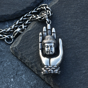 大号掌心佛项链男个性复古如来佛祖吊坠百搭潮人辟邪饰品单身嘻哈