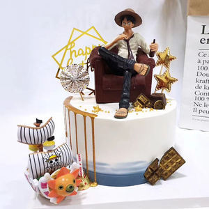 生日蛋糕装饰摆件海盗船长小路卡通动漫烘焙手办甜品台场景装