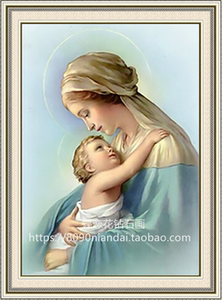 diy立体满钻贴钻画欧式基督天主教圣母子圣婴钻石画点钻十字绣