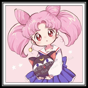 diy美少女战士小小兔卡通动漫方圆满钻全贴小画钻石画点钻十字绣