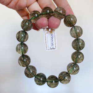 一物一图 天然绿碧玺发晶绿超七水晶手链女顺发密发晶体好手串男