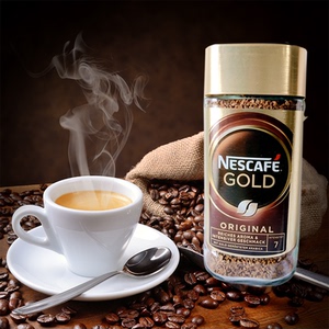 德国雀巢金牌nescafe gold无糖速溶咖啡粉瓶装200g纯黑咖啡浓郁味