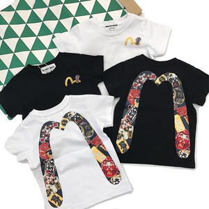 日本潮牌童装福神2021夏季男女童儿童宝宝纯棉短袖t恤金色小佛头m