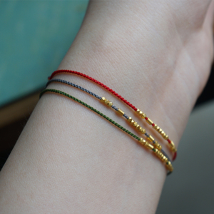 00 0人付款  天猫 黄金小碎金子手链手工编织999足金小金珠