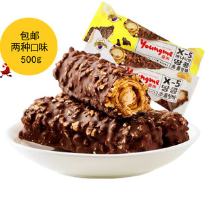 来伊份亚米韩国 X-5花生巧克力棒500g原味香蕉味来一份小包装零食