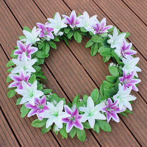 仿真花清明花环便宜百合花圈扫墓花假花上坟用花祭祀花装饰花包邮