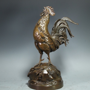 皇狮堡欧洲古董雕塑 19世纪法国古董青铜雕塑鸣叫的公鸡 作者凯恩