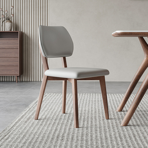 北欧实木餐椅设计师靠背椅现代简约家用餐桌椅子胡桃色原木书桌椅