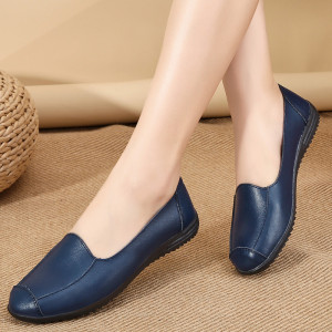 红青蜓2021春秋季新款中老年人女鞋真皮妈妈鞋女软底皮鞋平底单鞋