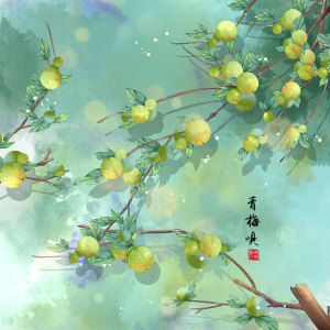 流年留念淘宝倚门回首,却把青梅嗅 清香古朴古典优雅古风原条天然绿