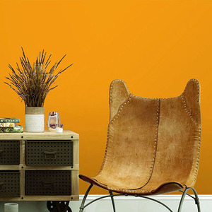 橘黄色无缝墙布客厅卧室沙发背景墙桔黄橙黄姜黄色荷兰绒纯色壁布