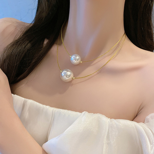 法式复古珍珠项链女一大颗新款高级感气质夏季锁骨链颈链配饰潮