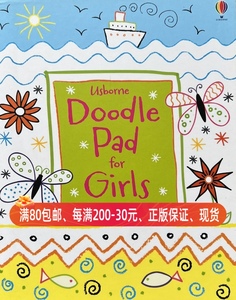 英文原版 儿童益智游戏女孩贴纸书 Usborne Doodle Pad for Girls