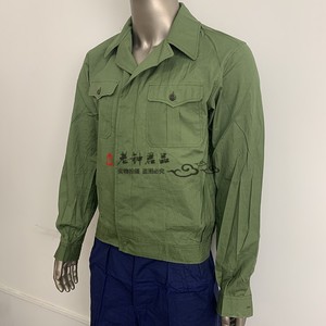 59夏飞行布服 夏布飞纯棉工作服套装男透气耐磨上绿下蓝劳保夹克