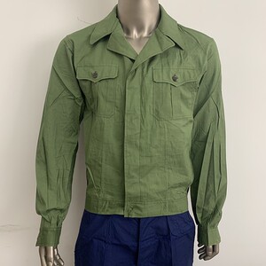 59夏飞行布服 夏布飞纯棉工作服套装男透气耐磨上绿下蓝劳保夹克