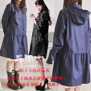 雨衣雨裙女徒步成人可爱时尚韩国户外日本学生雨披防水长款尼龙