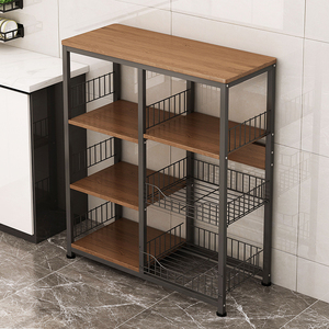 置物架厨房蔬菜落地多层微波炉收纳架子家用多功能货架锅具储物架