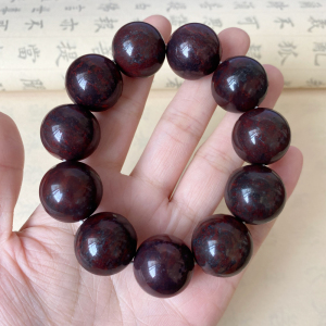 大尺寸鸡血石佛珠手串 男女款精品鸡血玉20mm圆珠单圈转运珠手链