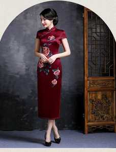 老上海传统工艺结婚敬酒喜婆婆妈妈装高端旗袍定制刺绣富贵牡丹