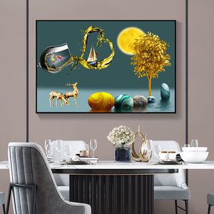 餐厅装饰画现代简约背景墙餐厅壁画厨房饭桌墙画单幅酒柜饭厅挂画