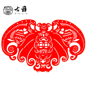 青岛古雅剪纸纯手工剪纸双面红宣纸蝙蝠福贴传统民俗新年春节窗花