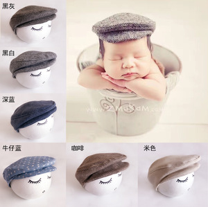 热卖货源外贸新款儿童摄影服装 新生儿 绅士鸭舌帽婴儿前进帽