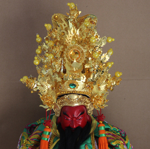 天龙绣品合金关公帽金珠金钻关圣帝君帽关羽冠神明关帝头盔